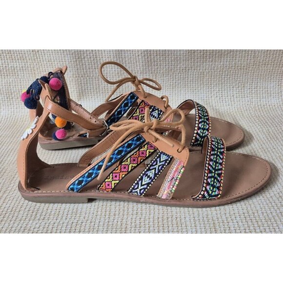 Indigo Rd. Colorful Gladiator Strappy Flat Sandal Size 9.5 Festival Summer Boho - Picture 6 of 14